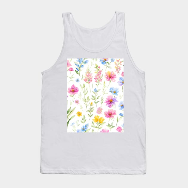Colorful Wildflowers Pattern Tank Top by UniqueMe
